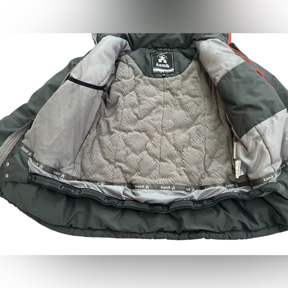 Kamik Dark Gray Puffer Jacket with Red Zippers, Size Youth 14 - Picture 13 of 16